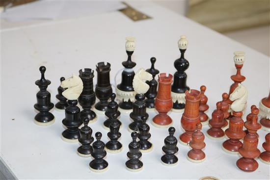 A French ivory hardwood chess set